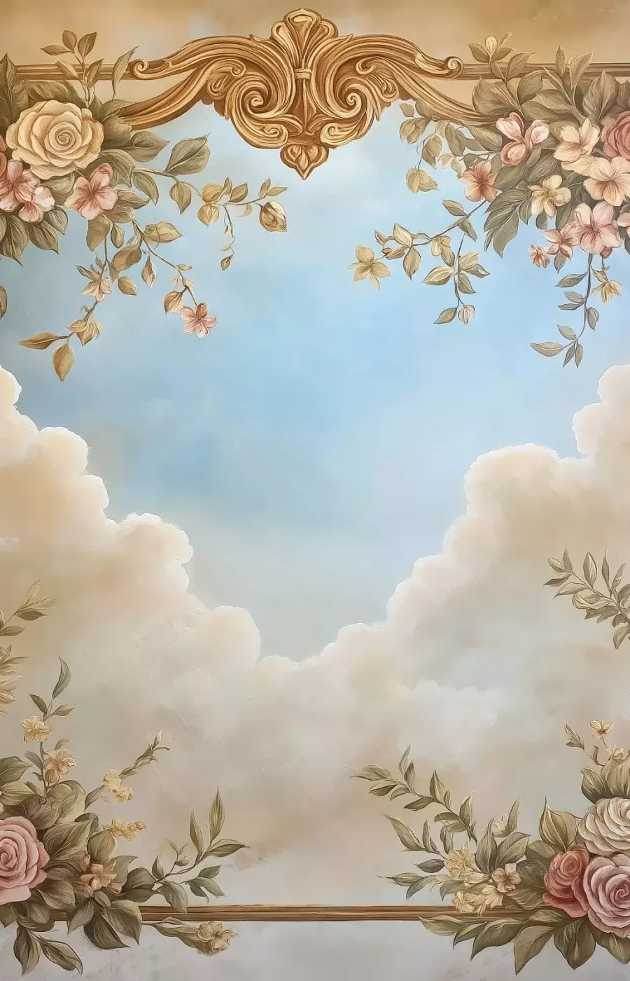 Painted Floral Sky 9’X14’ Ultracloth (108 X 168 Inch) Backdrop