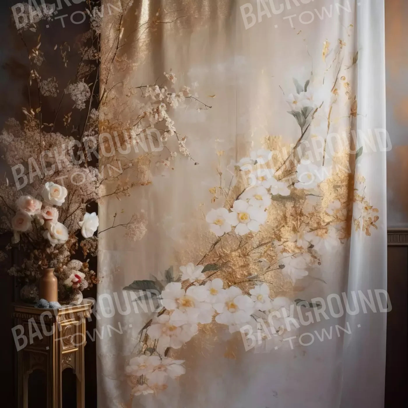 Painted White Flower Portrait 8’X8’ Fleece (96 X Inch) Backdrop