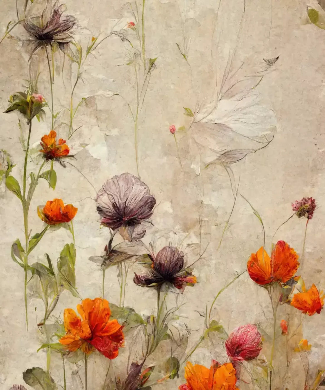 Florals , Orange, Tan   Backdrop for Photography