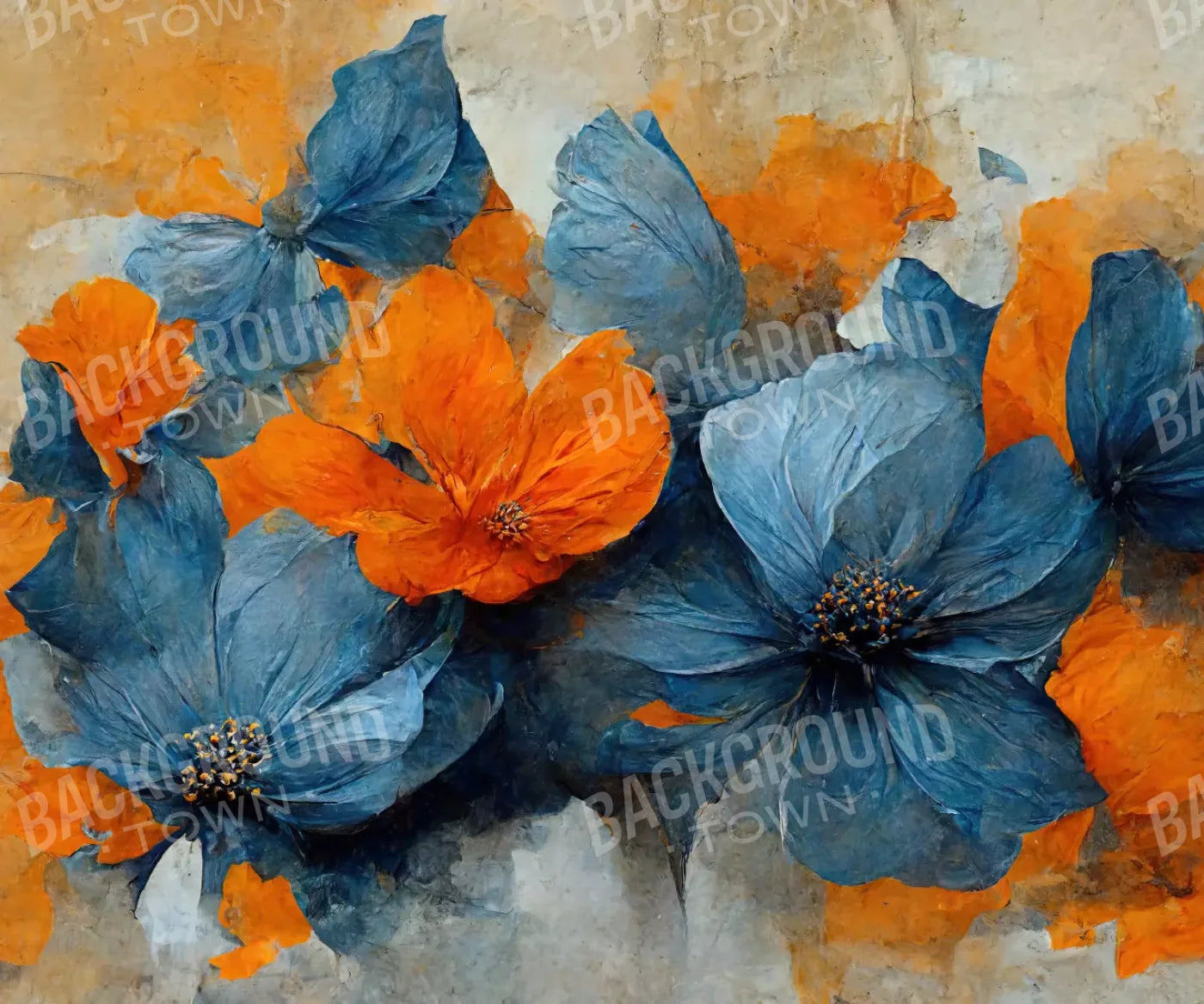 Blue Floral Backdrop for Photography