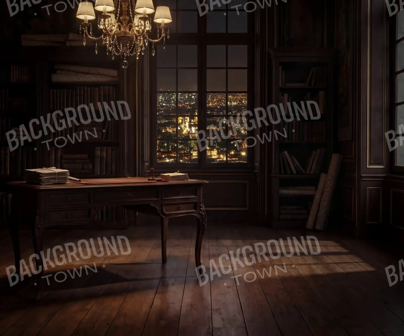 Paris Office At Night 12’x10’ UltraCloth (144 x 120 inch) Backdrop