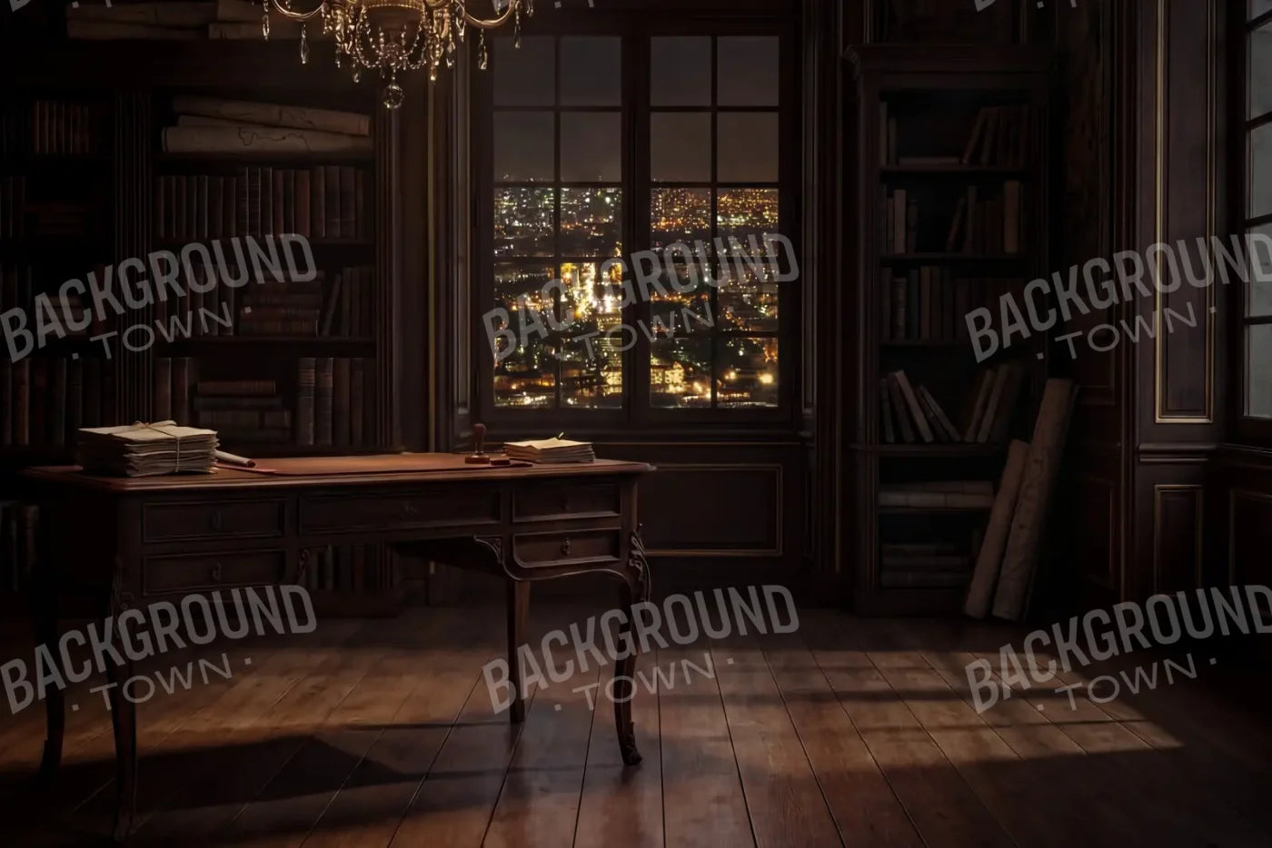 Paris Office At Night 12’x8’ UltraCloth (144 x 96 inch) Backdrop