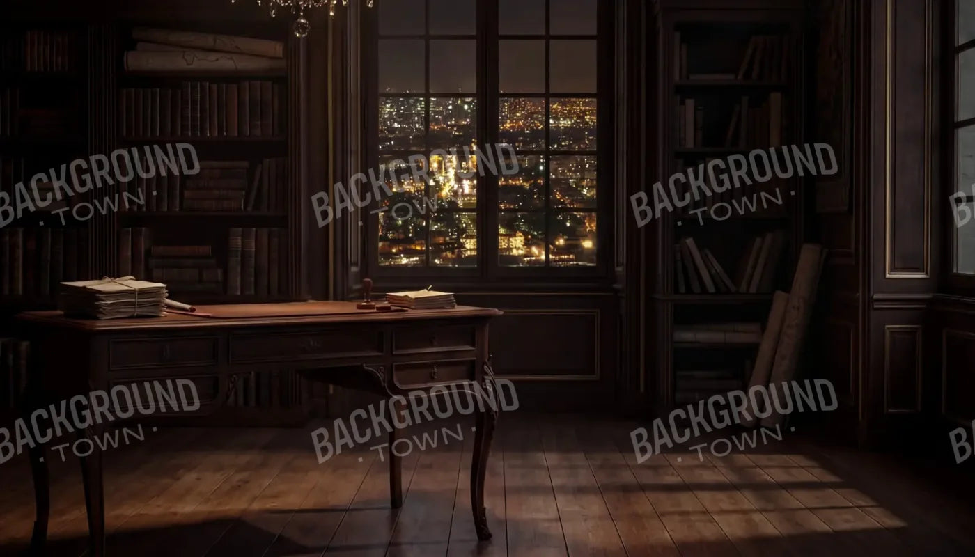 Paris Office At Night 14’x8’ UltraCloth (168 x 96 inch) Backdrop