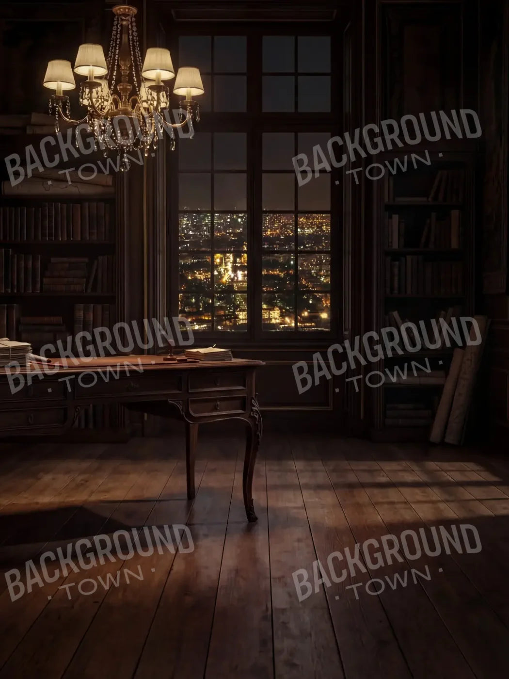 Paris Office At Night 6’x8’ Fleece (72 x 96 inch) Backdrop