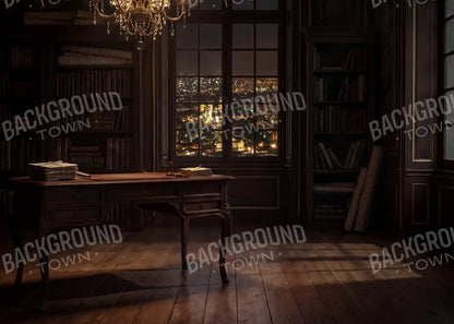 Paris Office At Night 7’x5’ UltraCloth (84 x 60 inch) Backdrop