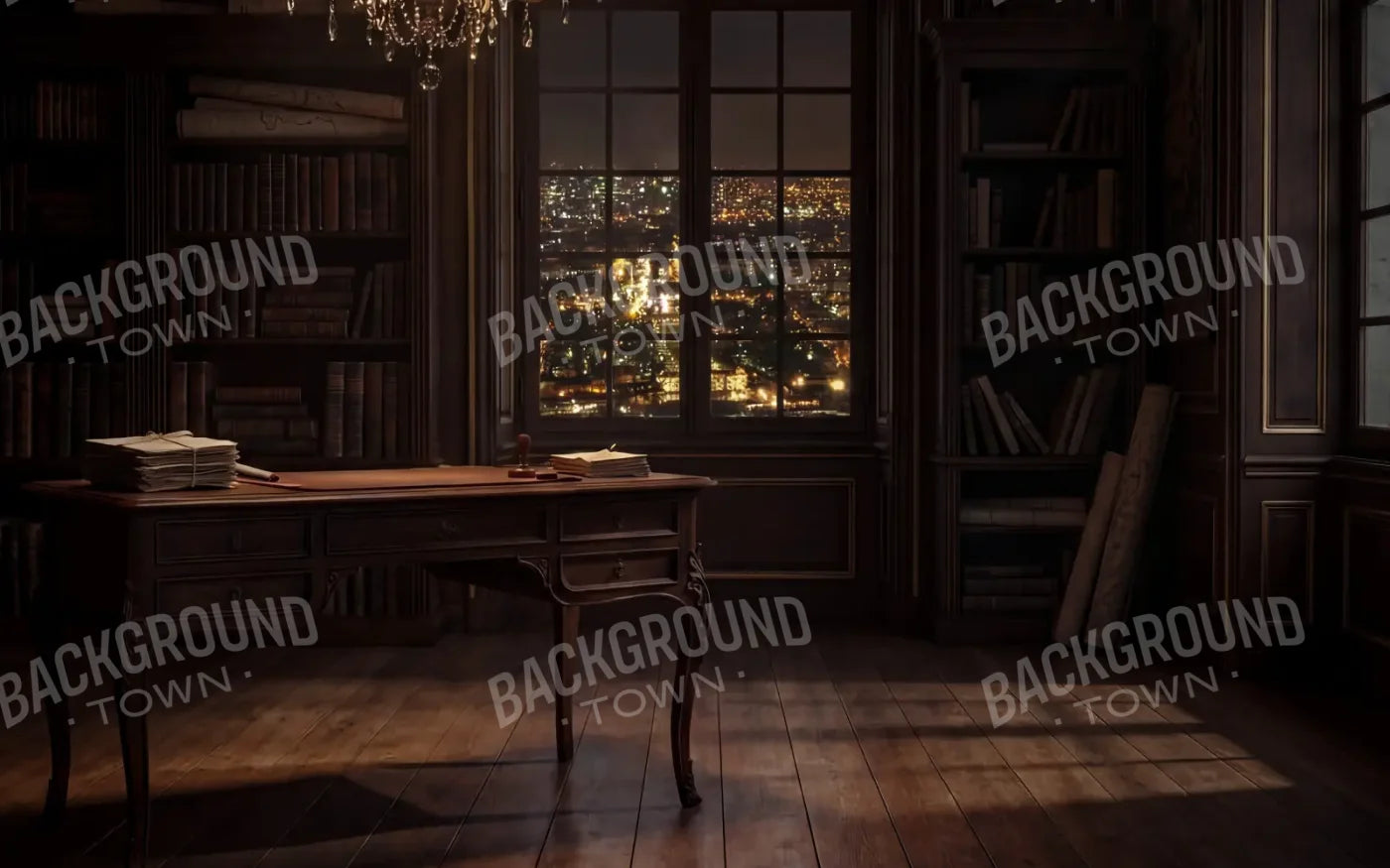 Paris Office At Night 8’x5’ UltraCloth (96 x 60 inch) Backdrop