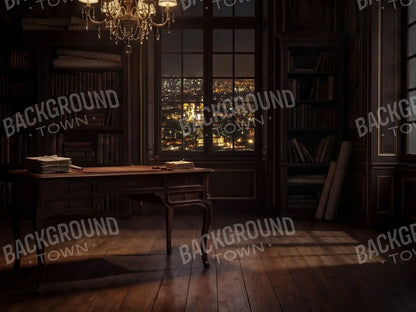 Paris Office At Night 8’x6’ Fleece (96 x 72 inch) Backdrop