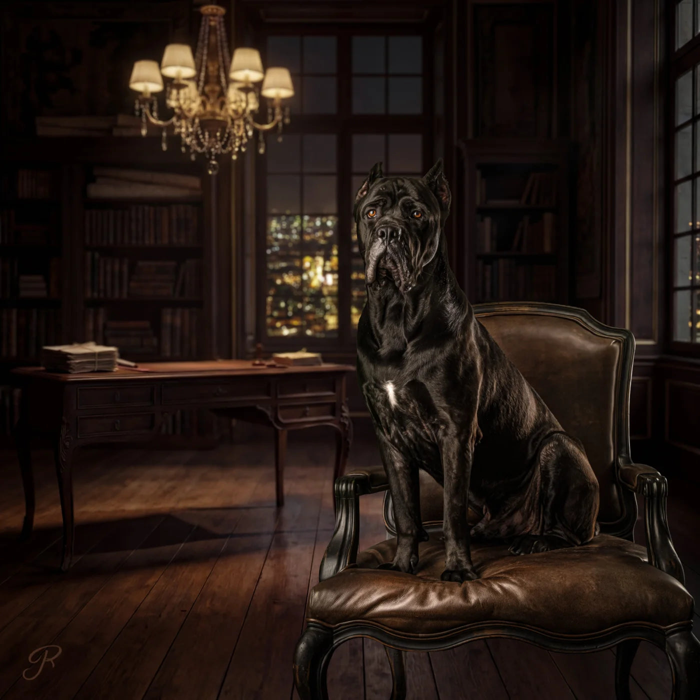 Paris Office At Night Backdrop