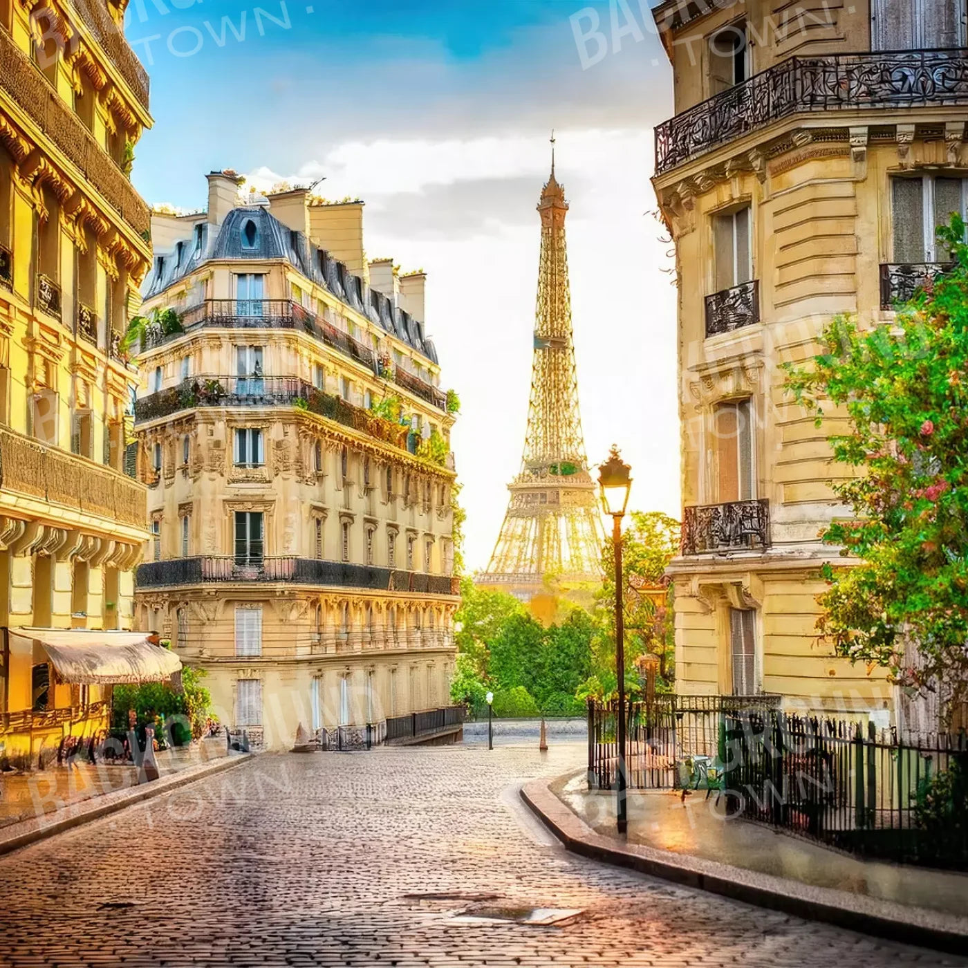 Paris Street Corner 8’x8’ Fleece (96 x 96 inch) Backdrop