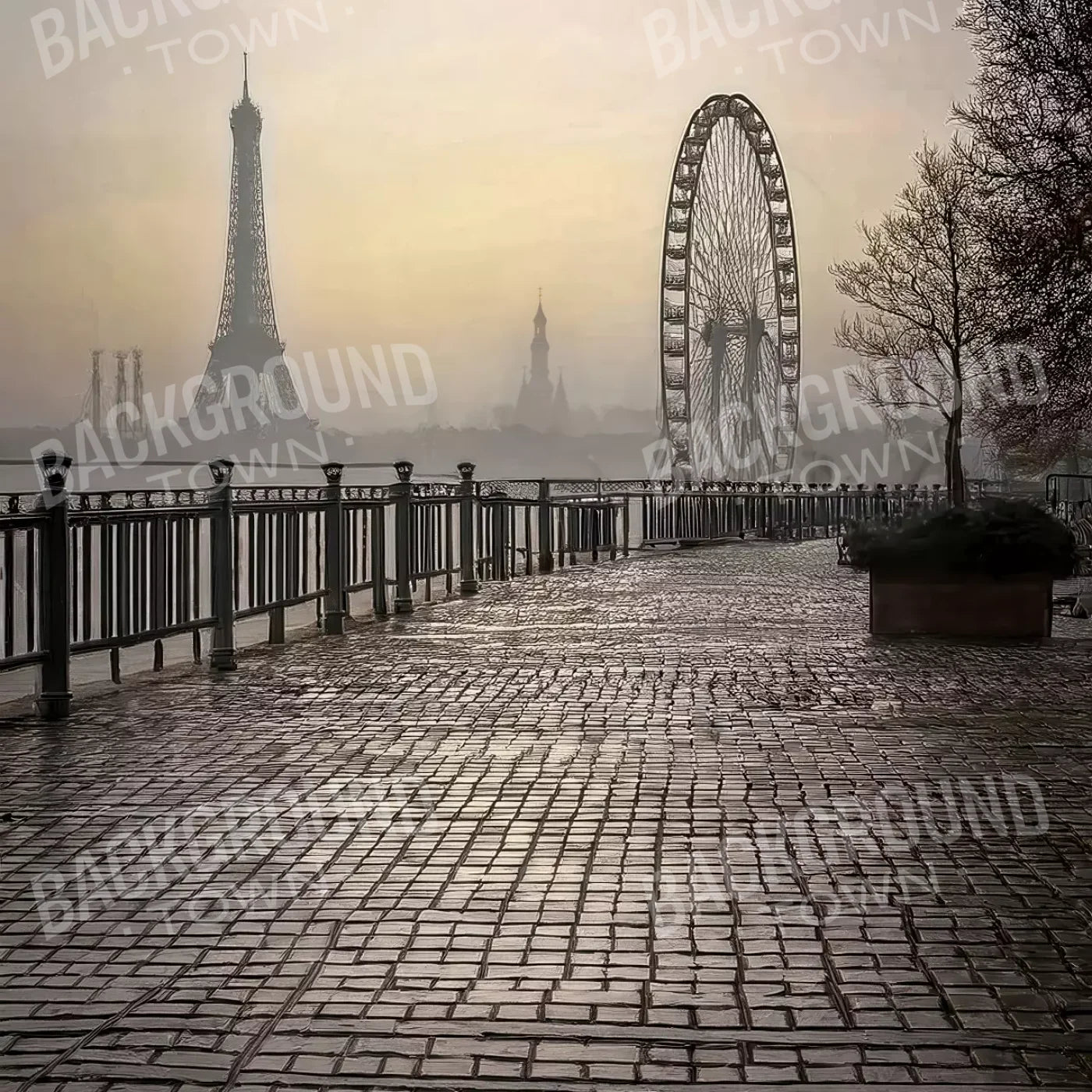 Evening View in Paris 8’x8’ Fleece (96 x 96 inch) Backdrop