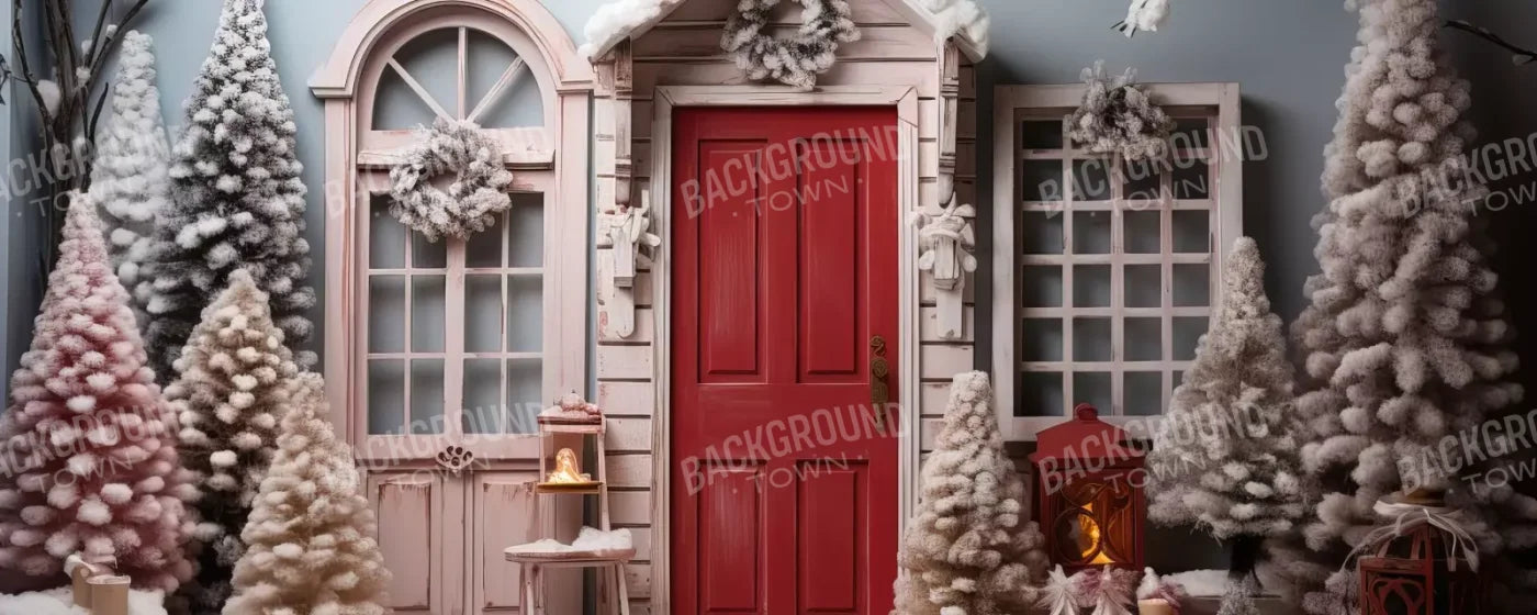 Pastel Christmas Door I 20’X8’ Ultracloth (240 X 96 Inch) Backdrop