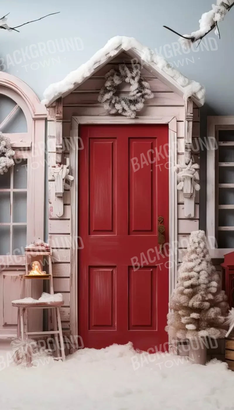 Pastel Christmas Door I 8’X14’ Ultracloth (96 X 168 Inch) Backdrop