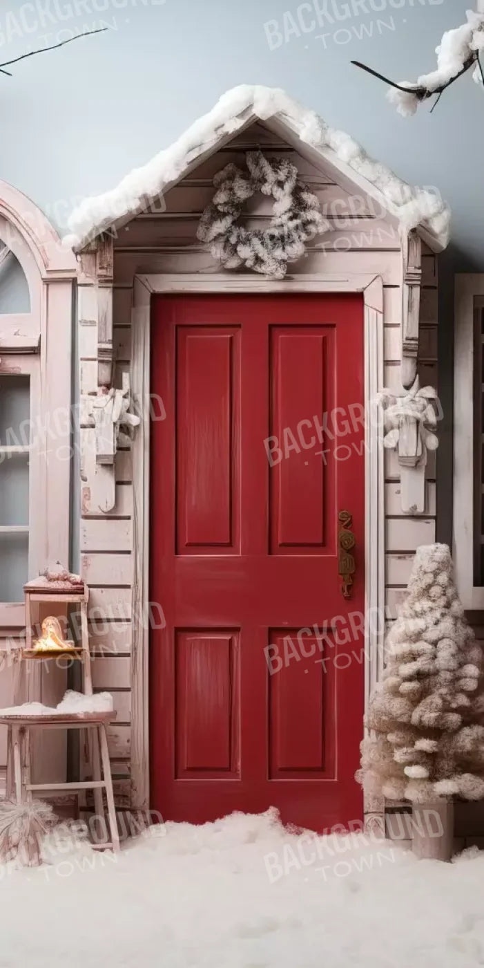 Pastel Christmas Door I 8’X16’ Ultracloth (96 X 192 Inch) Backdrop