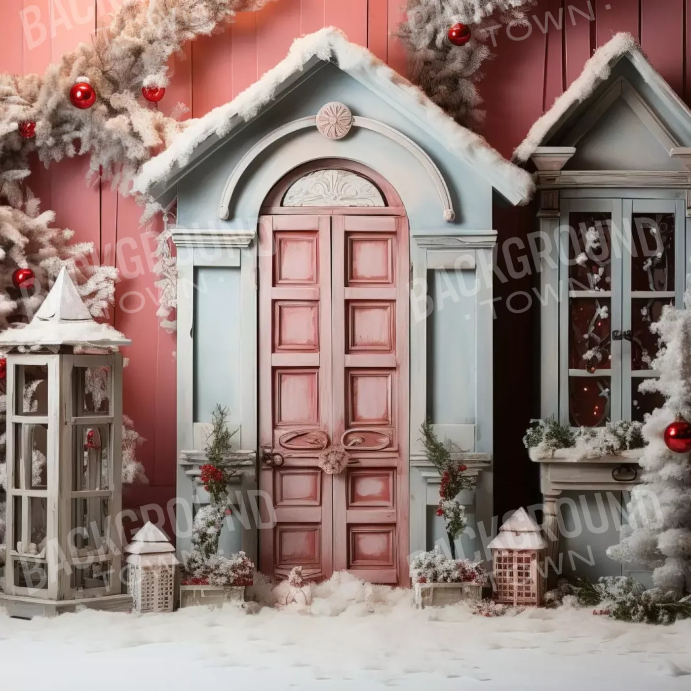 Pastel Christmas Door Ii 10’X10’ Ultracloth (120 X Inch) Backdrop