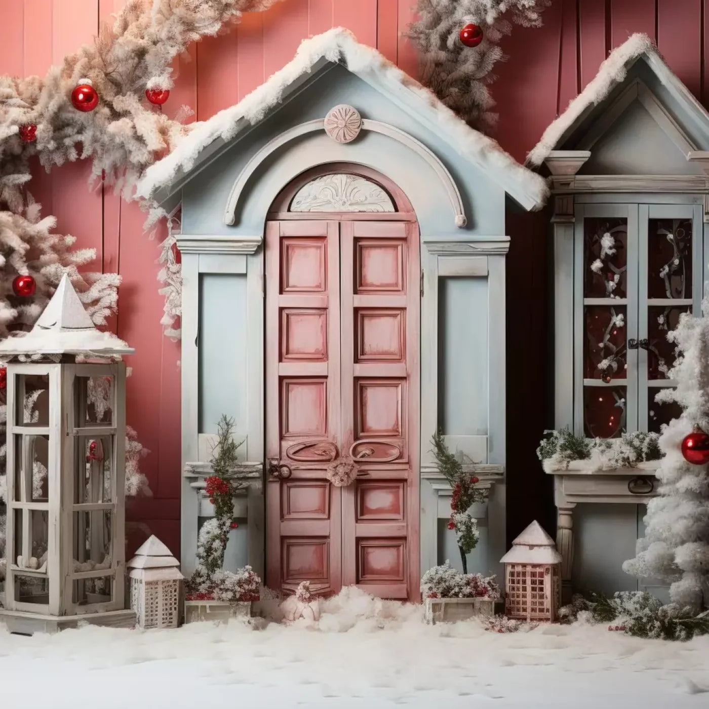 Pastel Christmas Door Ii 10’X10’ Ultracloth (120 X Inch) Backdrop