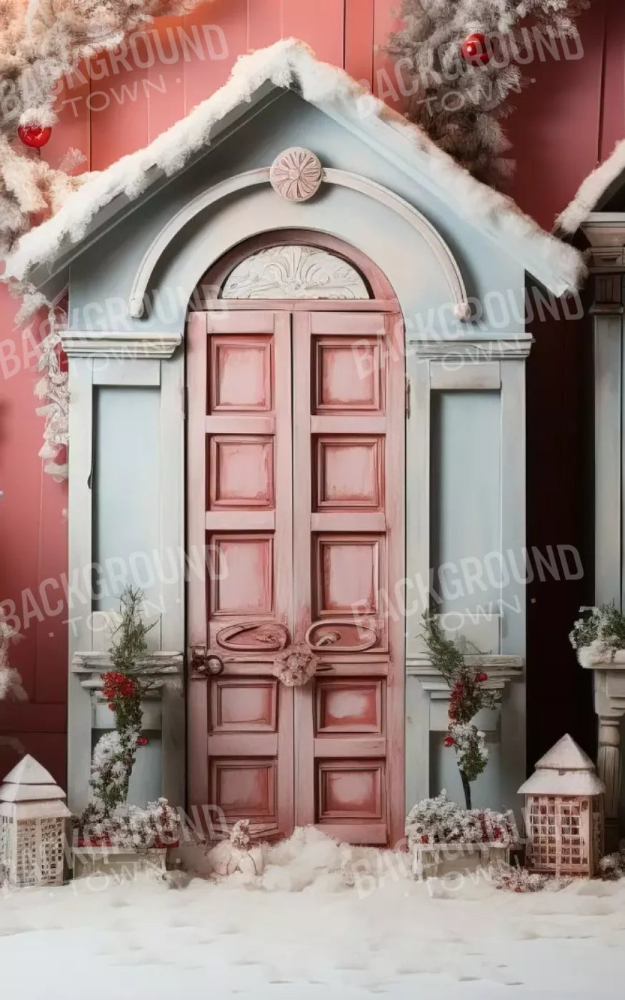 Pastel Christmas Door Ii 10’X16’ Ultracloth (120 X 192 Inch) Backdrop