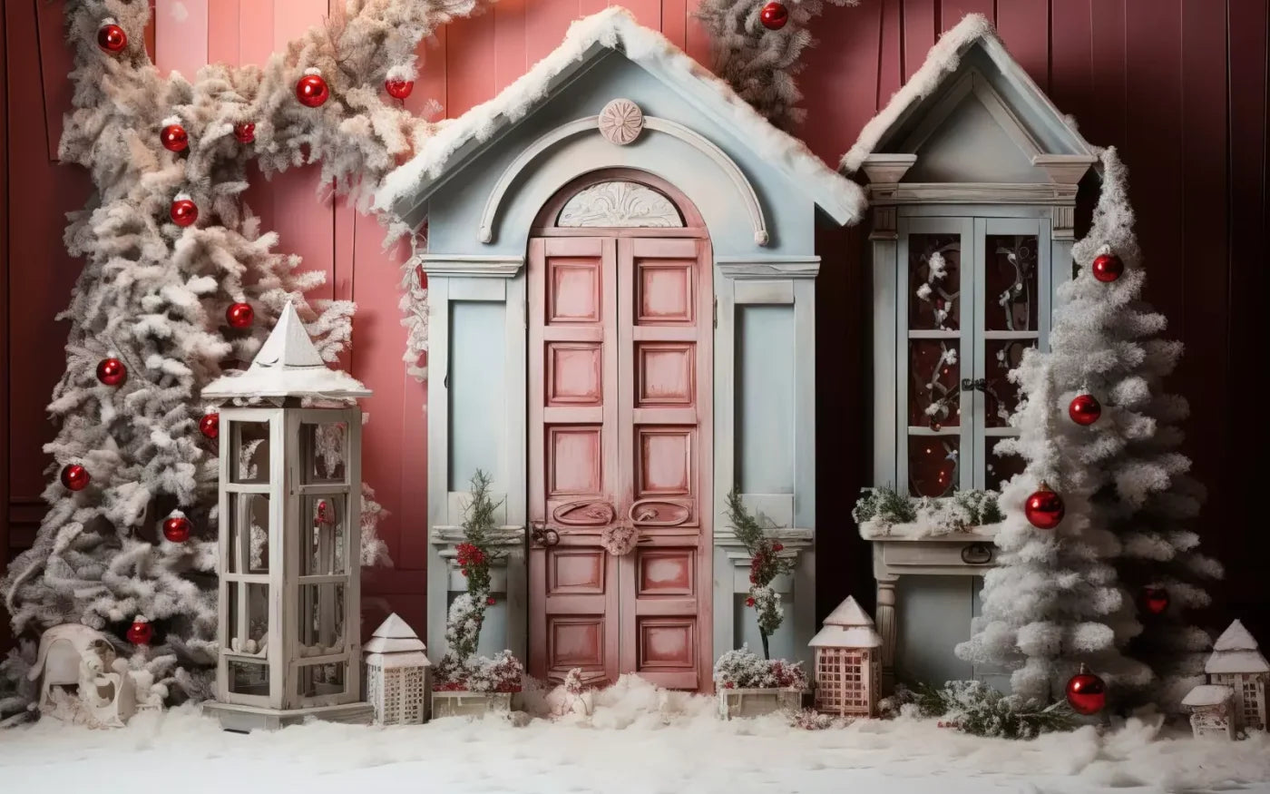 Pastel Christmas Door Ii 16’X10’ Ultracloth (192 X 120 Inch) Backdrop