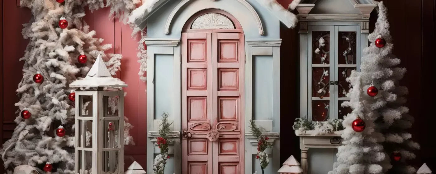 Pastel Christmas Door Ii 20’X8’ Ultracloth (240 X 96 Inch) Backdrop