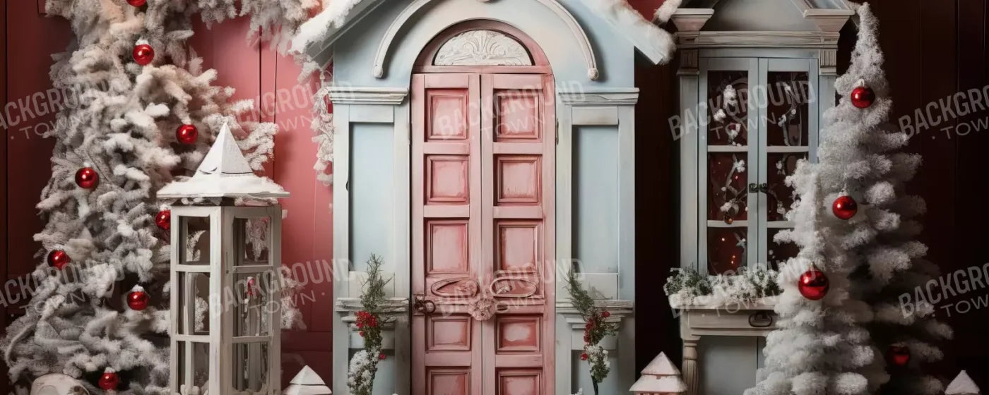 Pastel Christmas Door Ii 20’X8’ Ultracloth (240 X 96 Inch) Backdrop