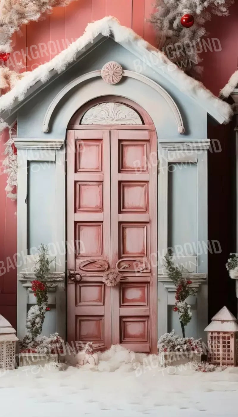 Pastel Christmas Door Ii 8’X14’ Ultracloth (96 X 168 Inch) Backdrop