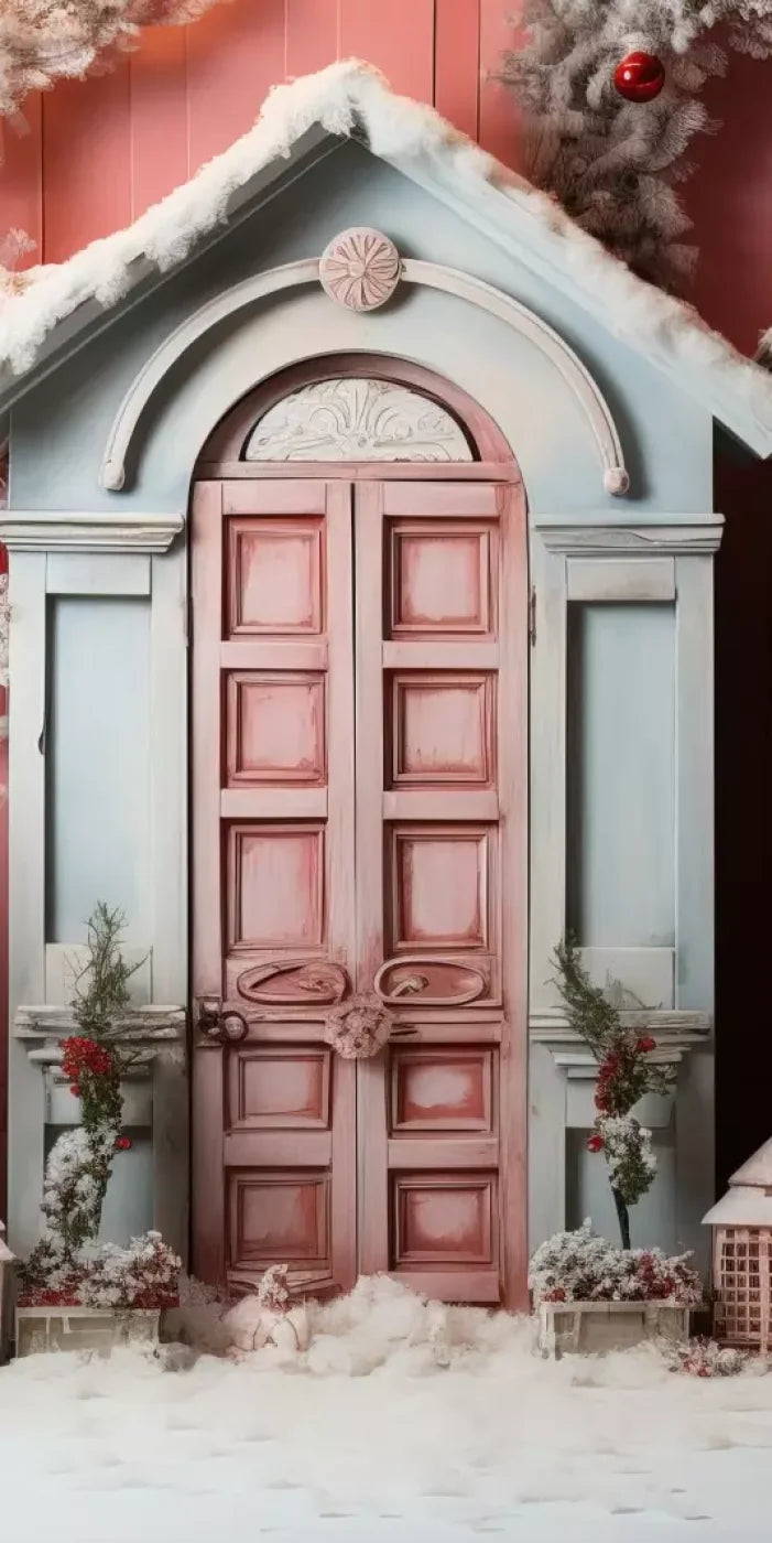 Pastel Christmas Door Ii 8’X16’ Ultracloth (96 X 192 Inch) Backdrop
