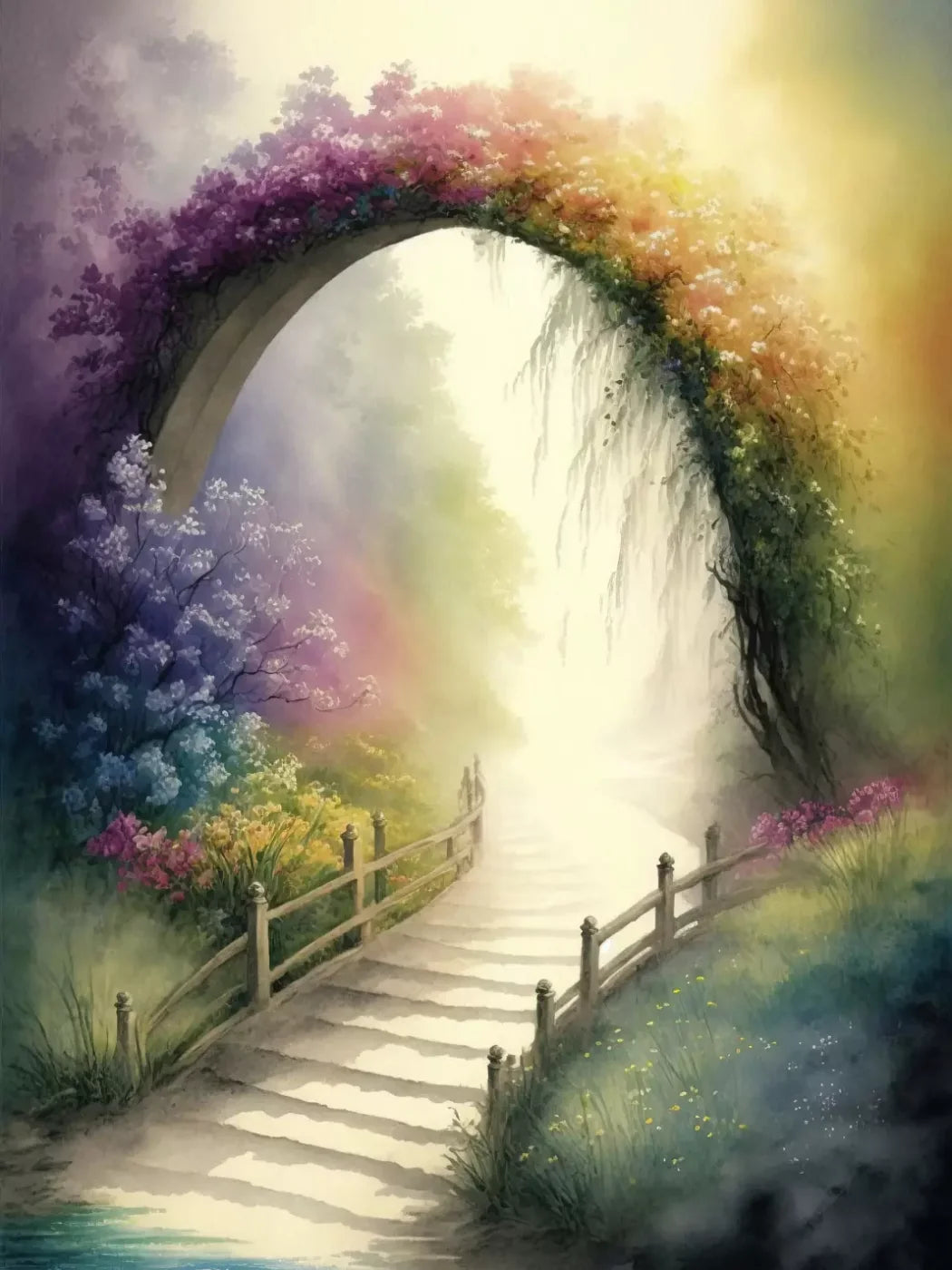 Pastel Floral Arch 5’X6’8’ Fleece (60 X 80 Inch) Backdrop