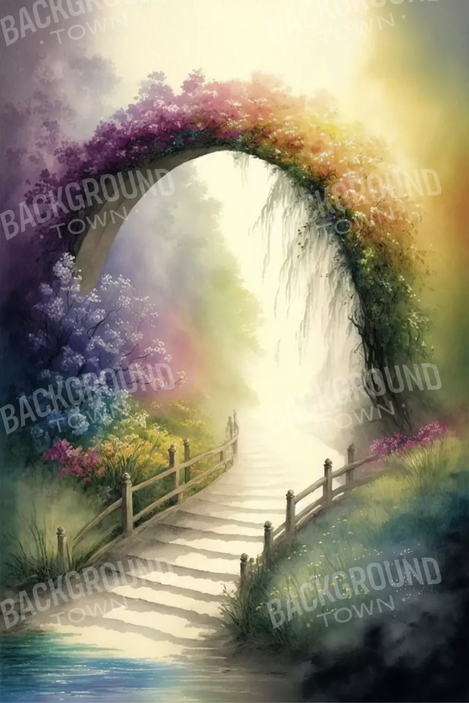 Pastel Floral Arch 5’X8’ Ultracloth (60 X 96 Inch) Backdrop