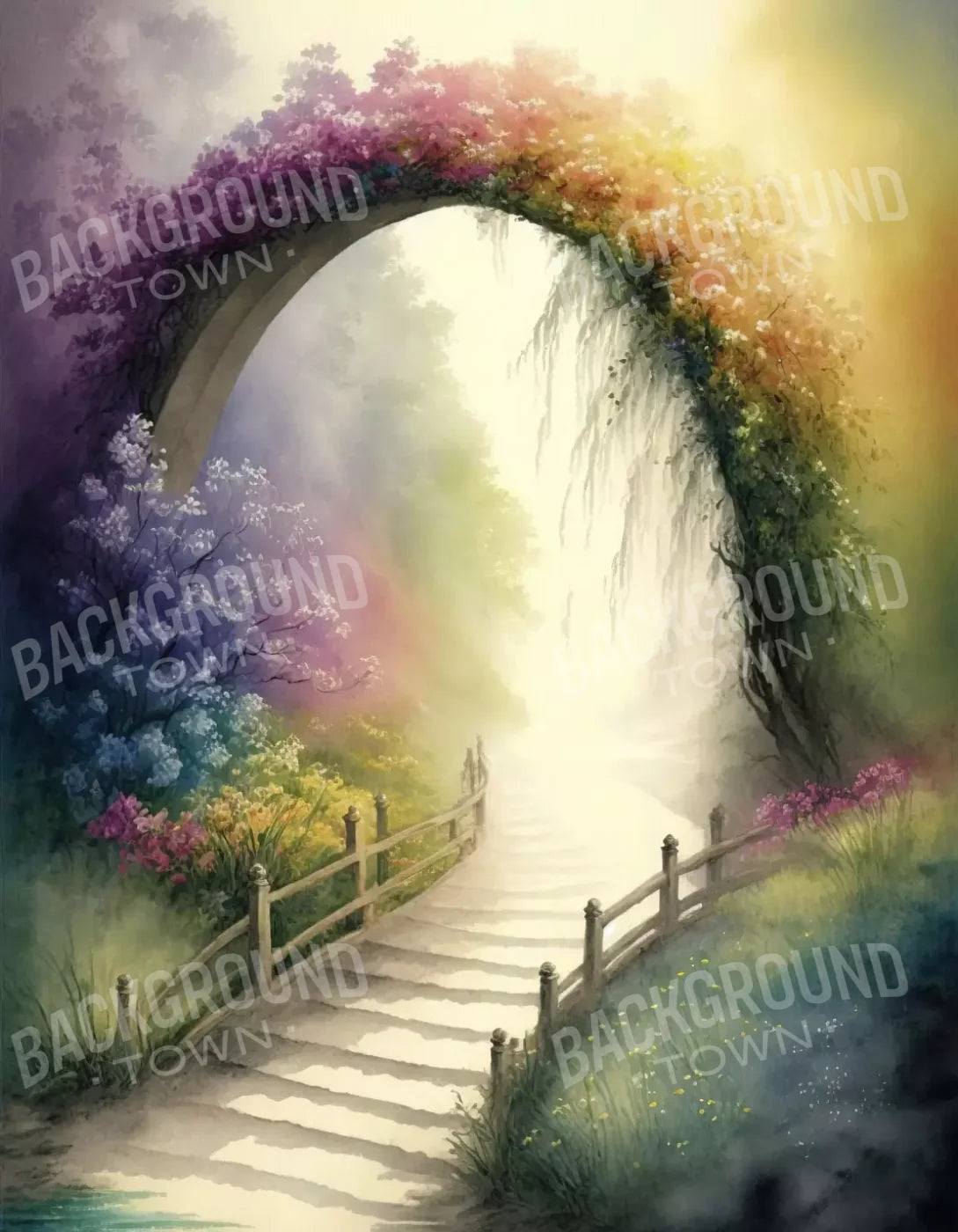 Pastel Floral Arch 6’X8’ Fleece (72 X 96 Inch) Backdrop