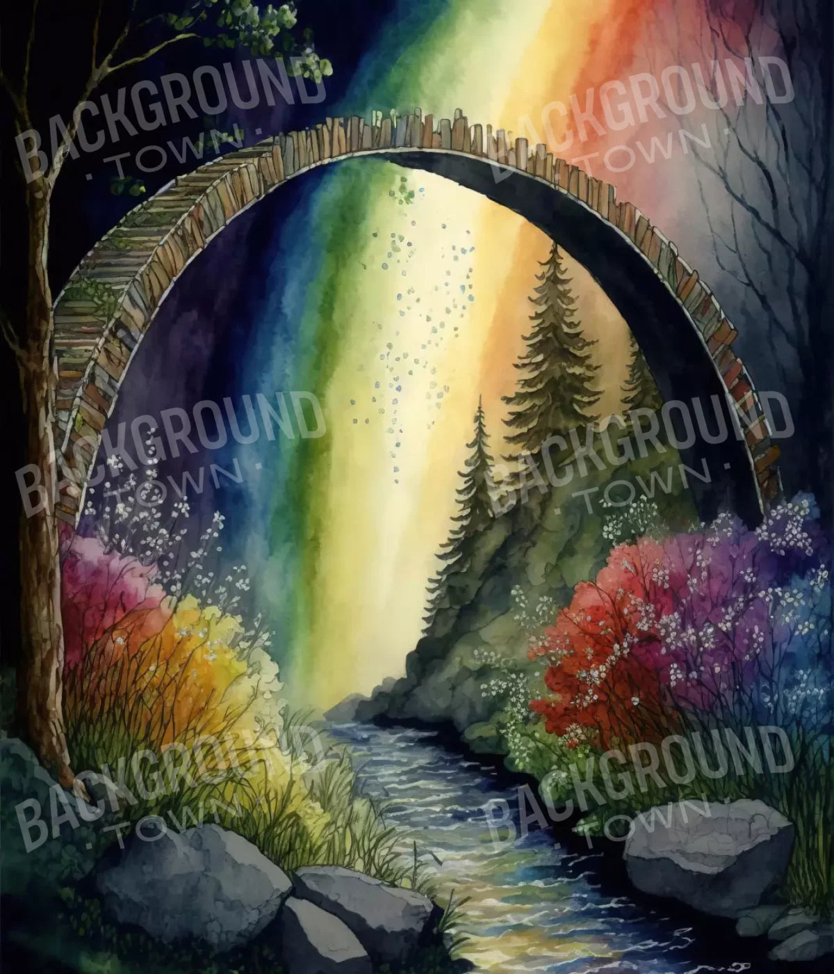 Pastel Floral Arch Dark 10’X12’ Ultracloth (120 X 144 Inch) Backdrop