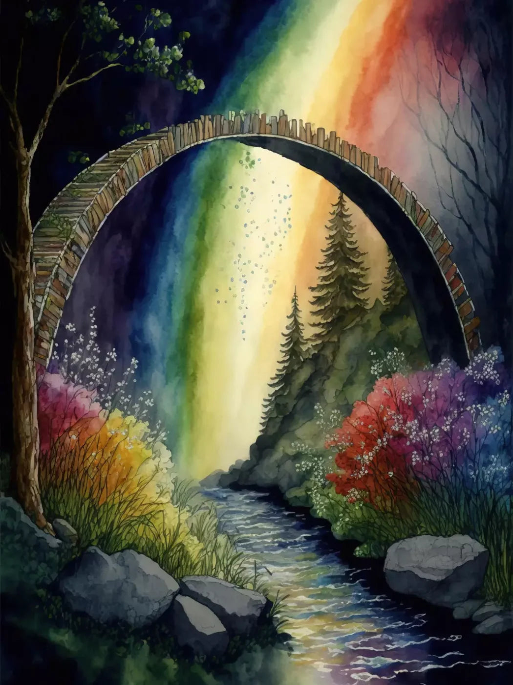 Pastel Floral Arch Dark 5’X6’8’ Fleece (60 X 80 Inch) Backdrop