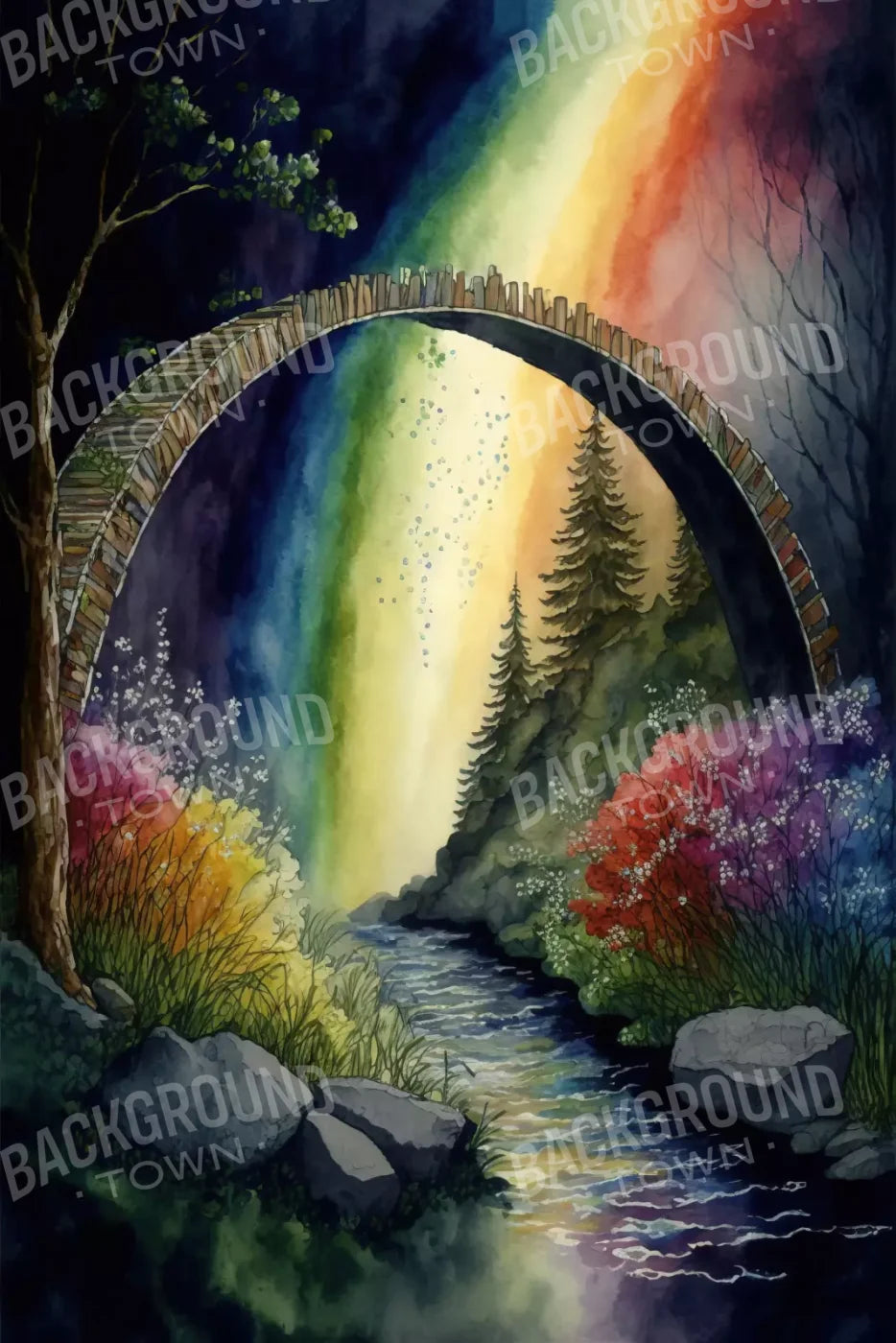 Pastel Floral Arch Dark 5’X8’ Ultracloth (60 X 96 Inch) Backdrop