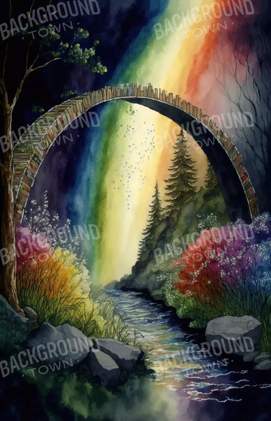 Pastel Floral Arch Dark 8’X12’ Ultracloth (96 X 144 Inch) Backdrop