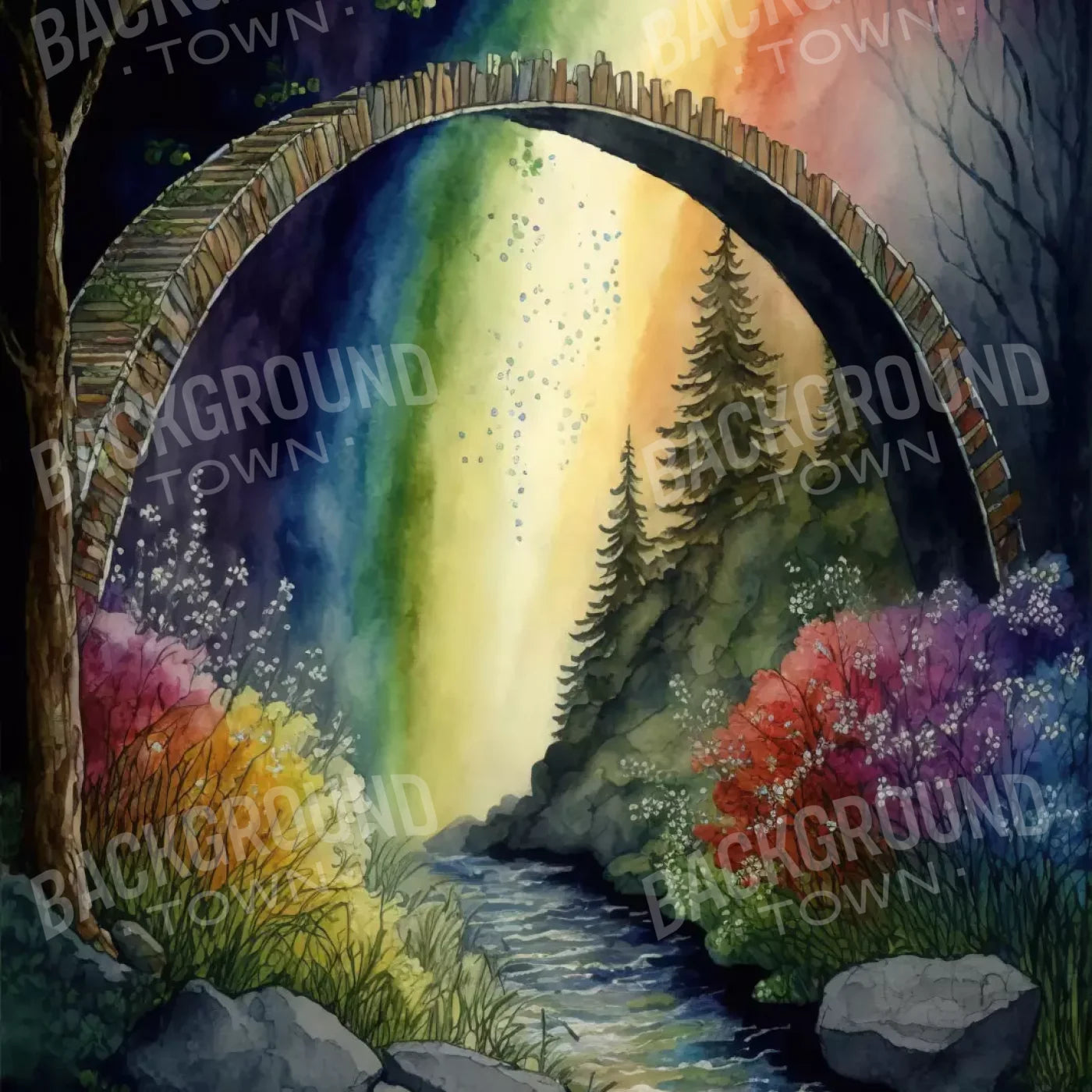 Pastel Floral Arch Dark 8’X8’ Fleece (96 X Inch) Backdrop