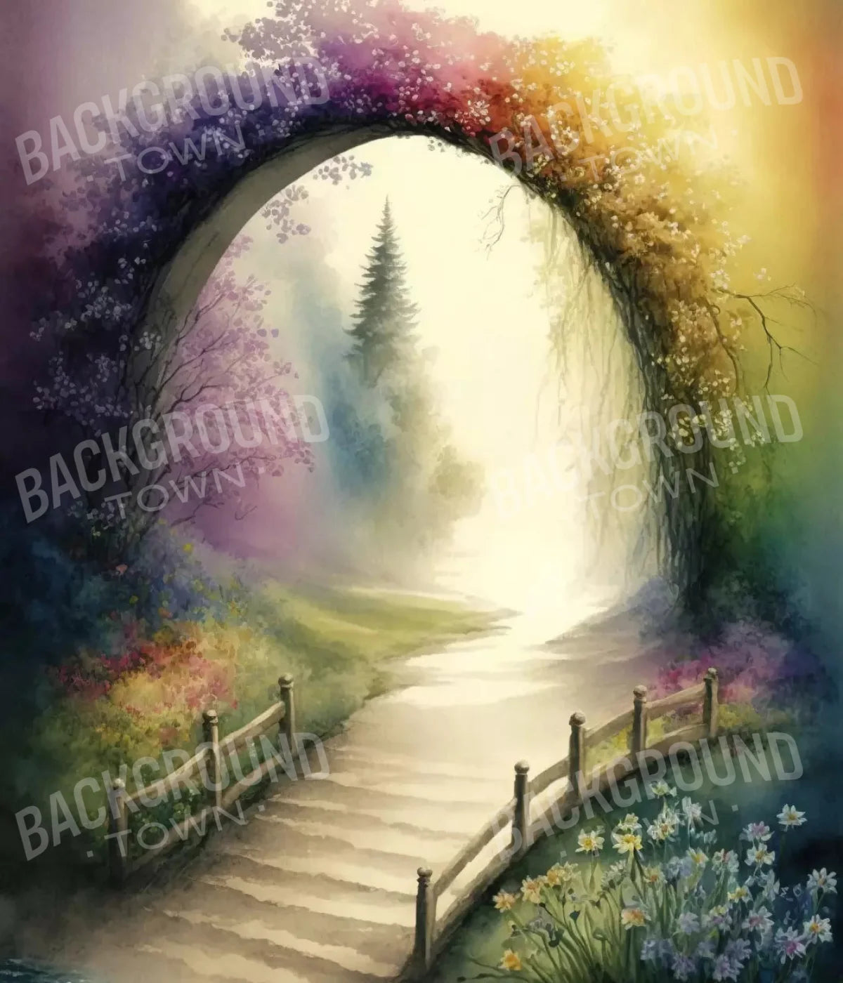 Pastel Floral Arch L 10X12 Ultracloth ( 120 X 144 Inch ) Backdrop