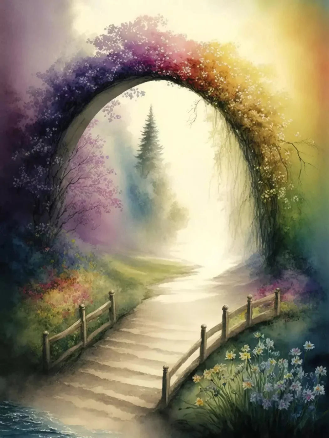 Pastel Floral Arch L 5X68 Fleece ( 60 X 80 Inch ) Backdrop