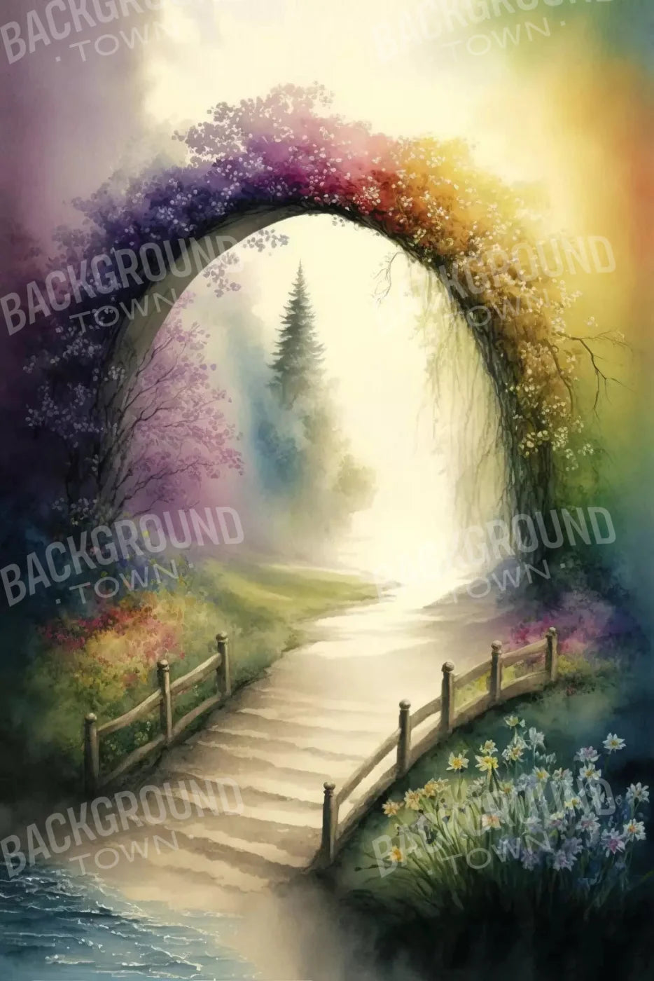Pastel Floral Arch L 5X8 Ultracloth ( 60 X 96 Inch ) Backdrop