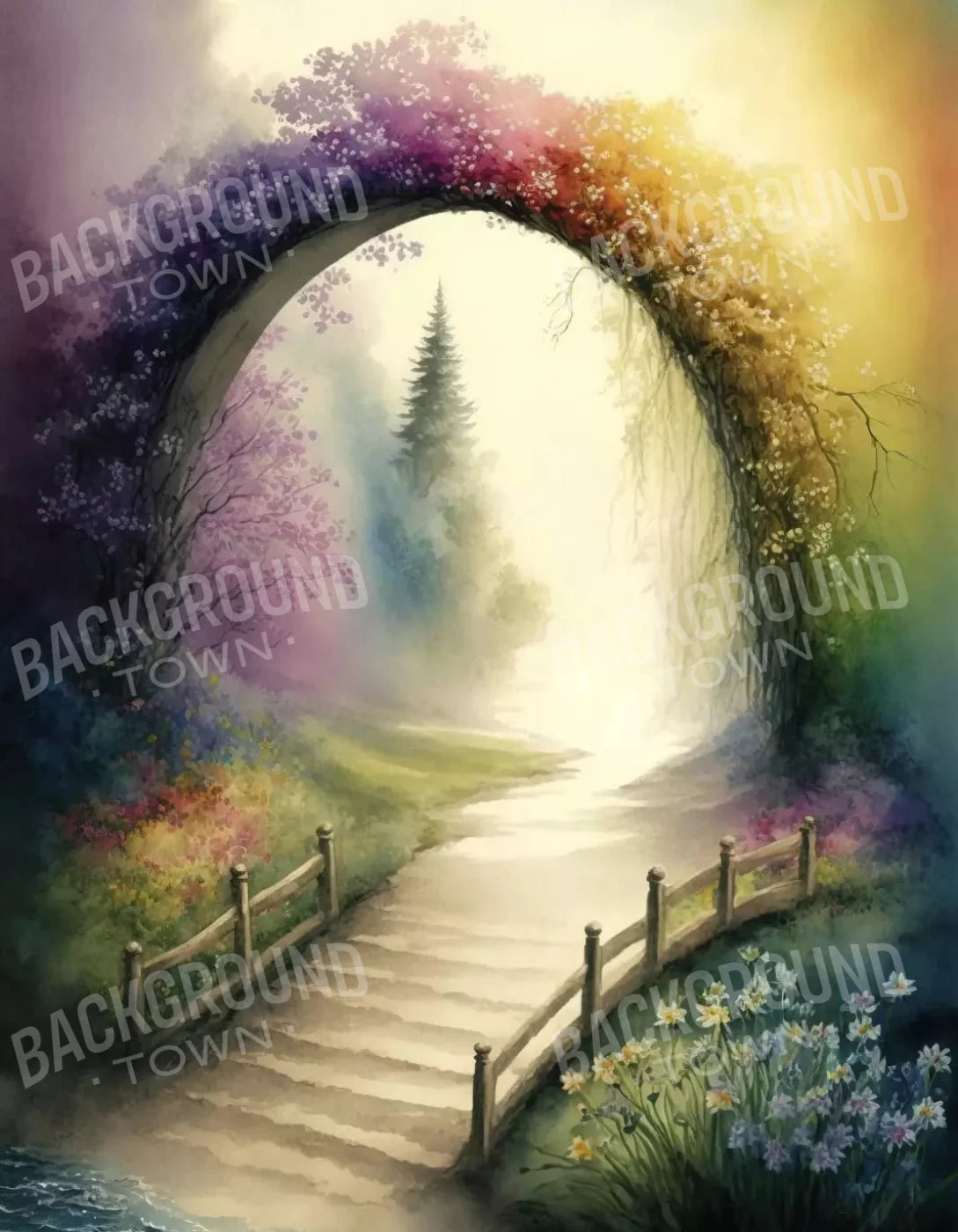 Pastel Floral Arch L 6X8 Fleece ( 72 X 96 Inch ) Backdrop