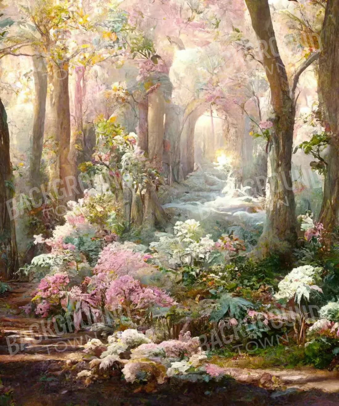 Pink Floral Forest Backdrop for Photography