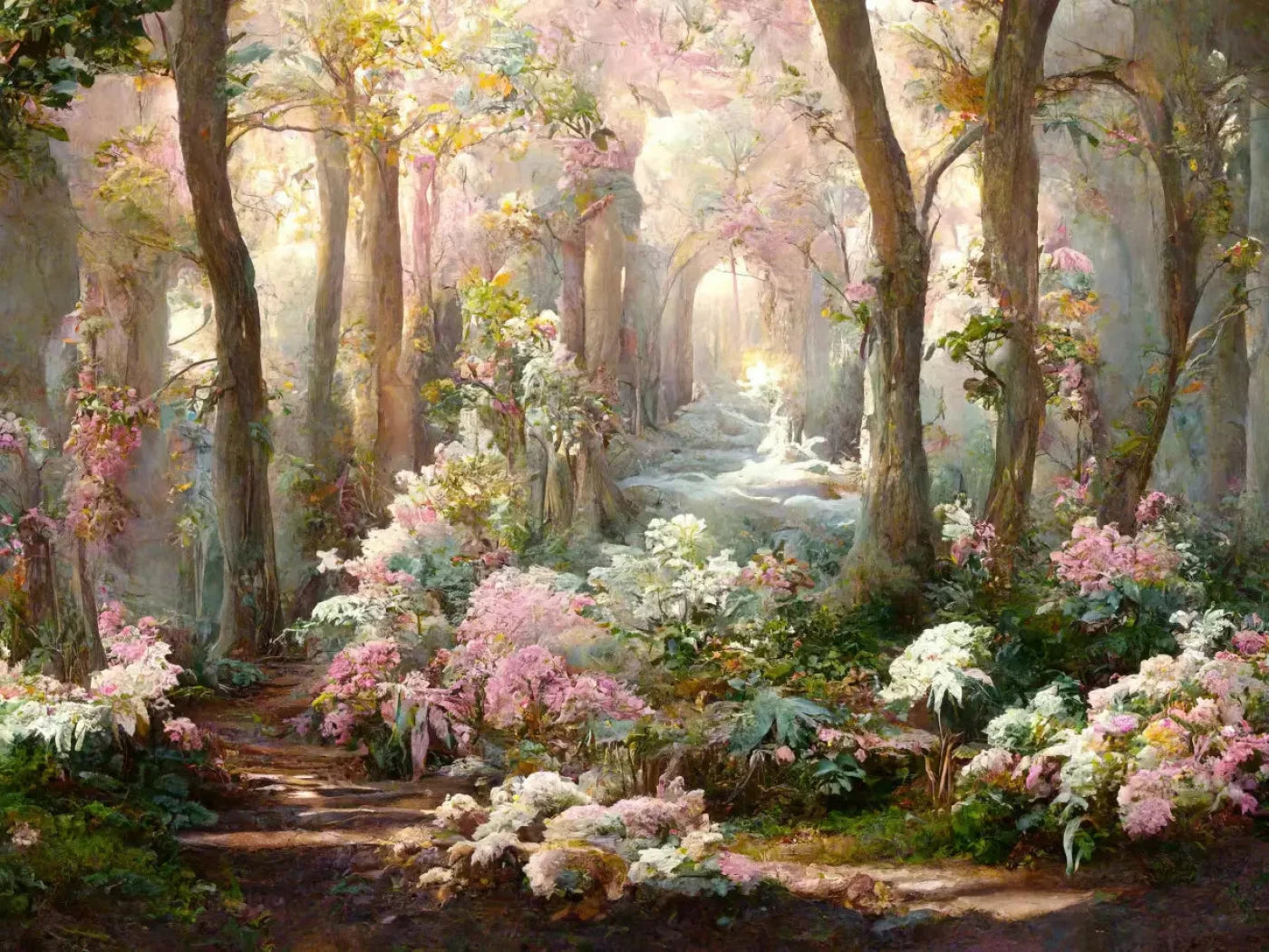 Pastel Forest 68X5 Fleece ( 80 X 60 Inch ) Backdrop