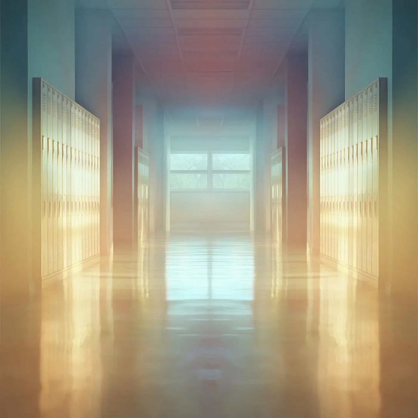 Pastel School Hallway 10’x10’ UltraCloth (120 x 120 inch) Backdrop