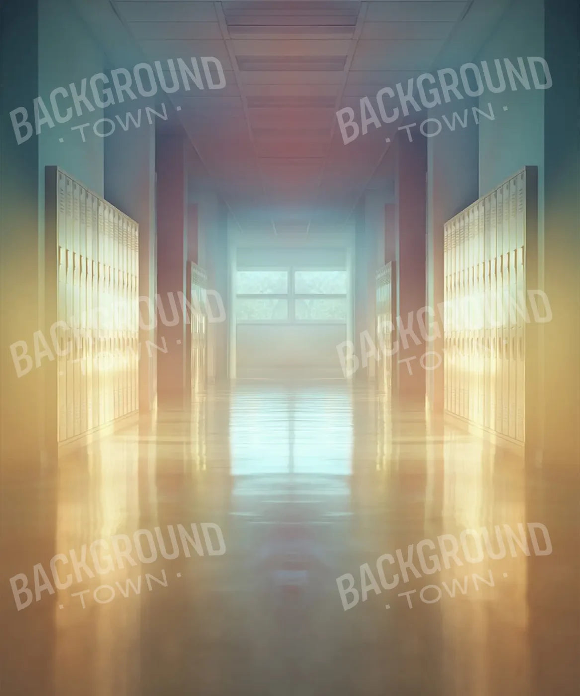 Pastel School Hallway 10’x12’ UltraCloth (120 x 144 inch) Backdrop