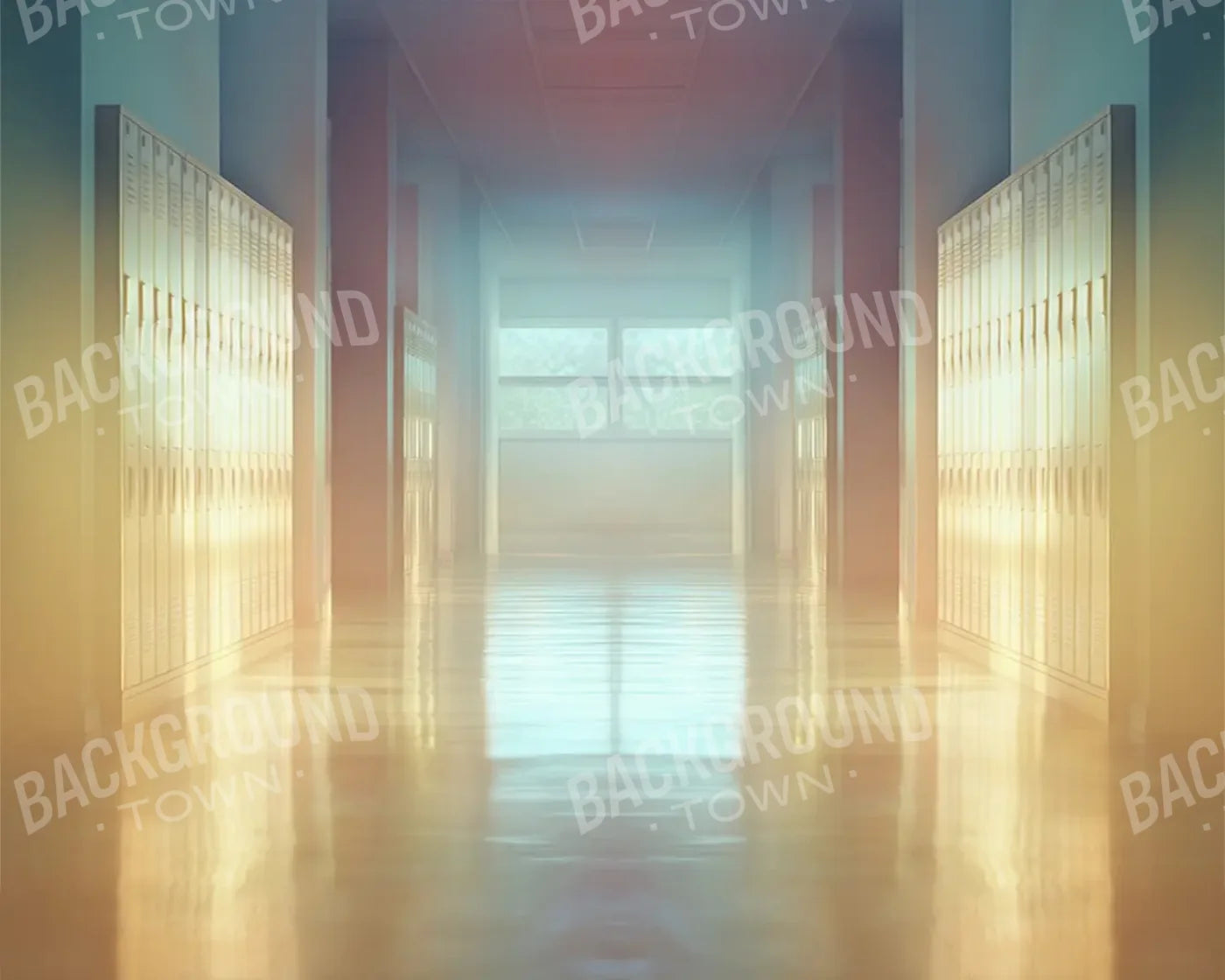 Pastel School Hallway 10’x8’ Fleece (120 x 96 inch) Backdrop