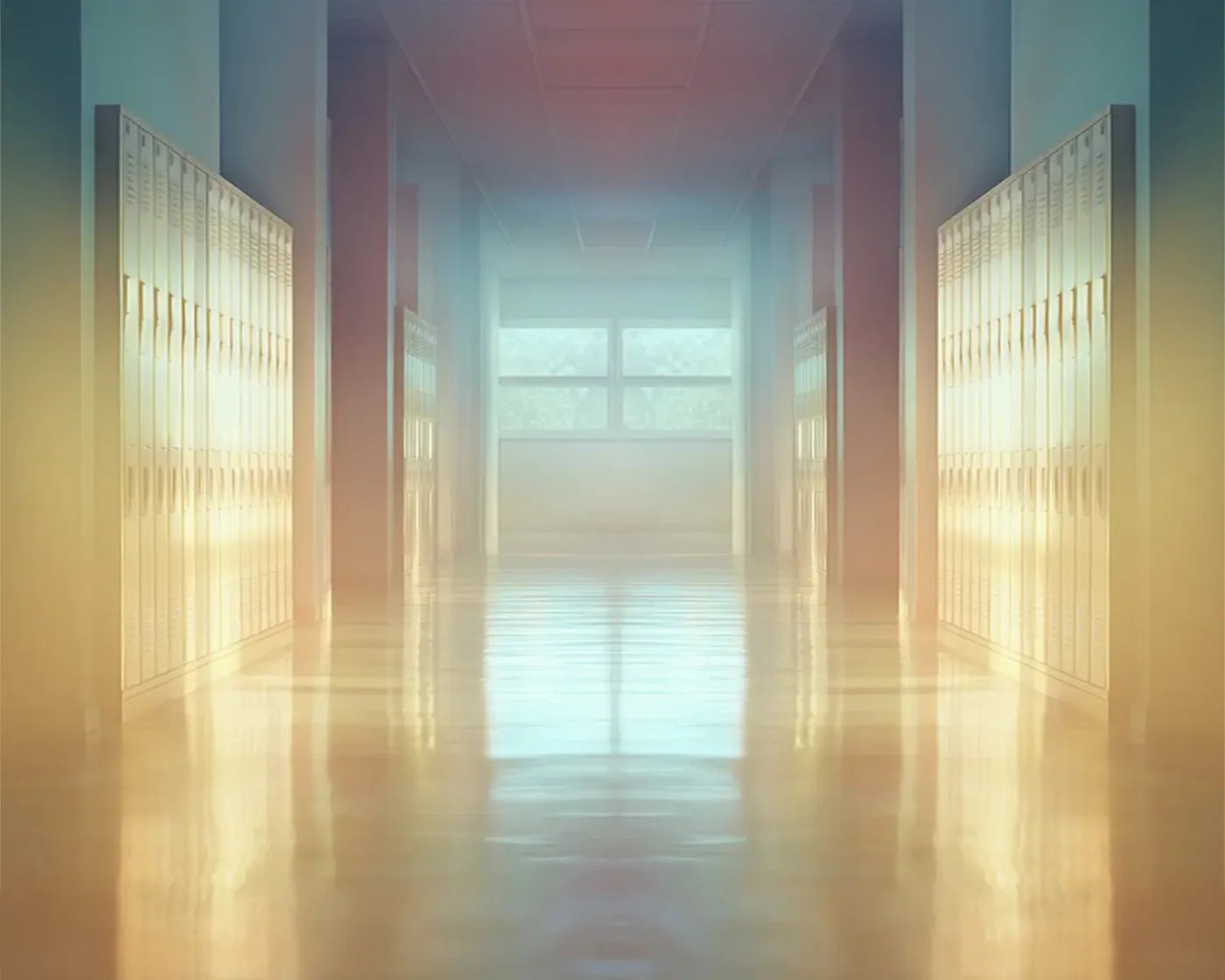 Pastel School Hallway 10’x8’ Fleece (120 x 96 inch) Backdrop