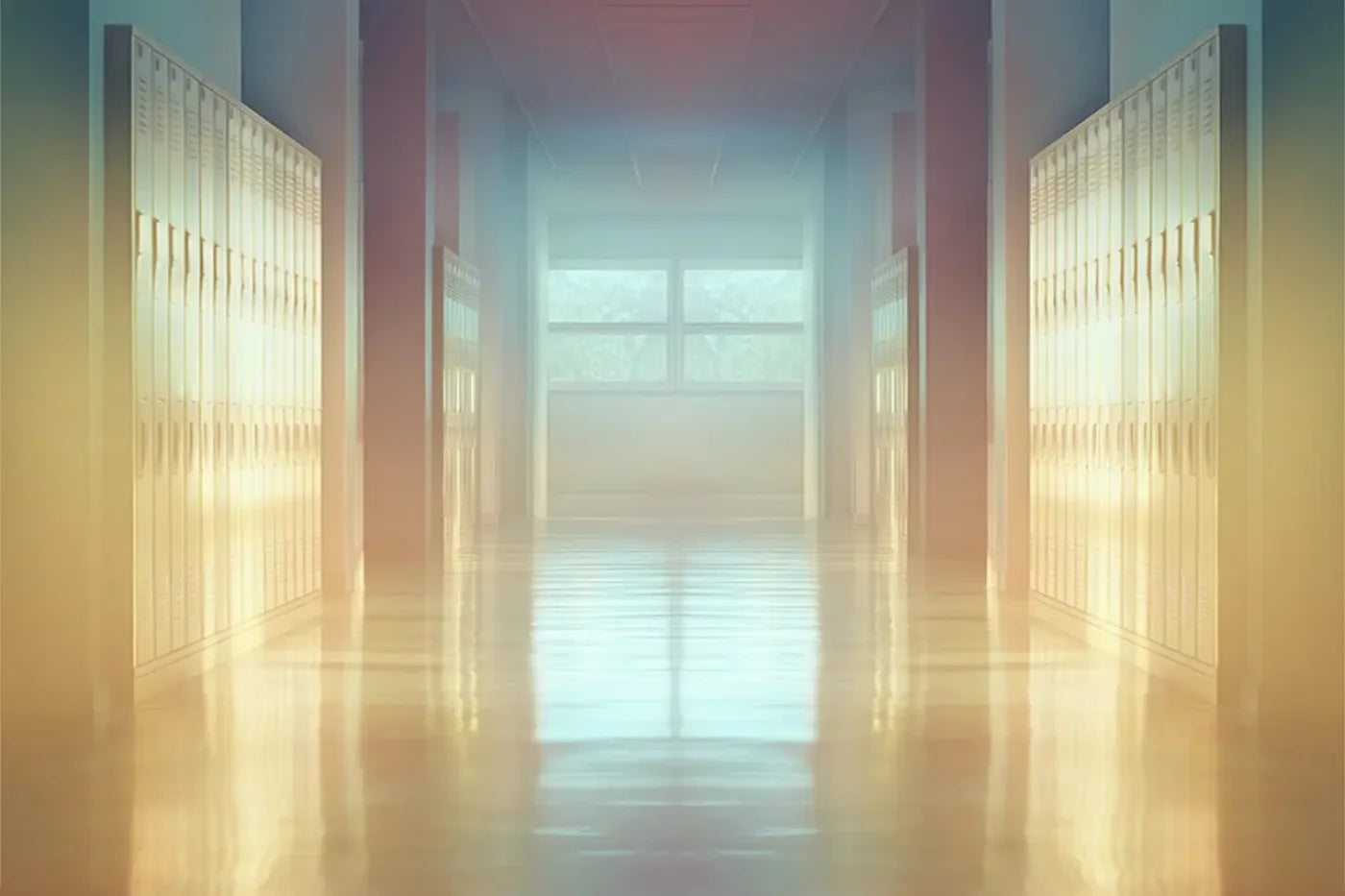 Pastel School Hallway 12’x8’ UltraCloth (144 x 96 inch) Backdrop