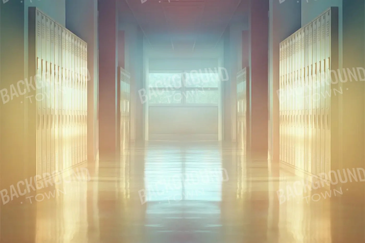 Pastel School Hallway 12’x8’ UltraCloth (144 x 96 inch) Backdrop