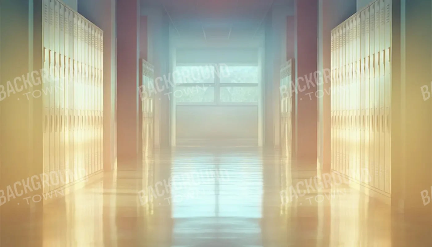 Pastel School Hallway 14’x8’ UltraCloth (168 x 96 inch) Backdrop