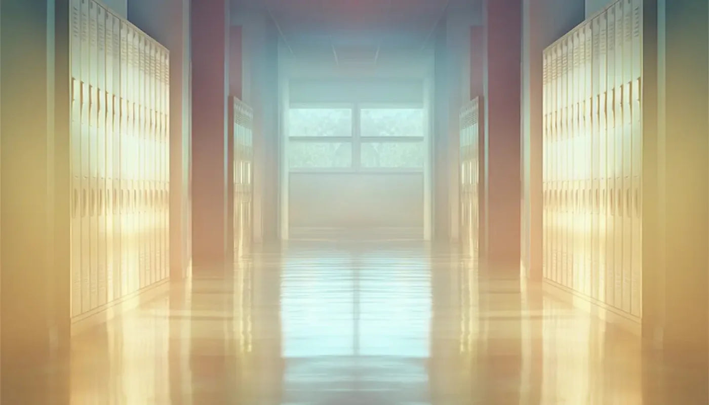 Pastel School Hallway 14’x8’ UltraCloth (168 x 96 inch) Backdrop