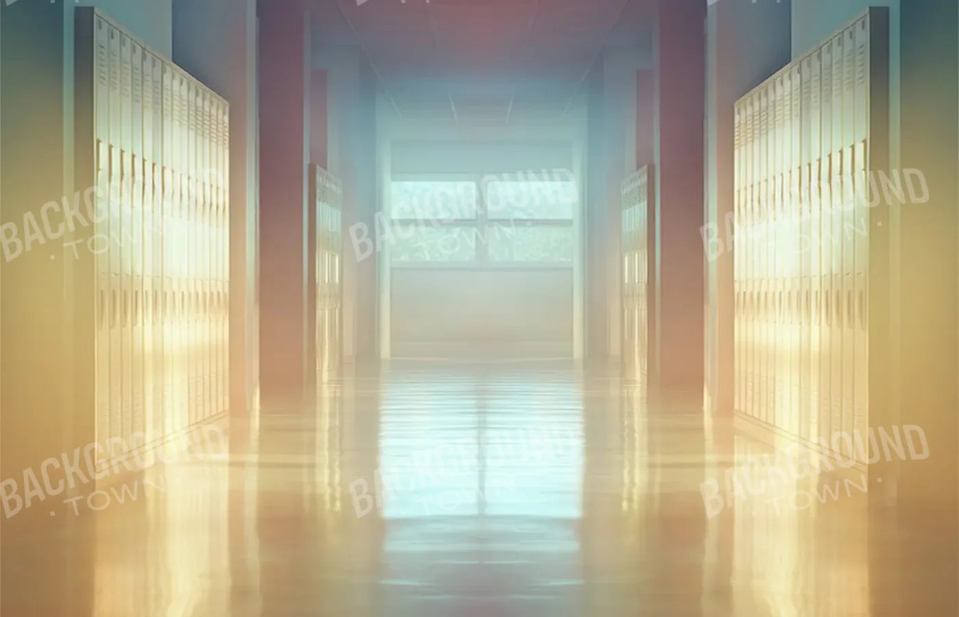 Pastel School Hallway 14’x9’ UltraCloth (168 x 108 inch) Backdrop
