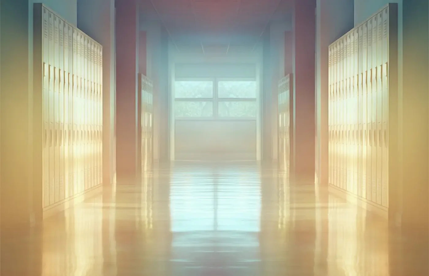 Pastel School Hallway 14’x9’ UltraCloth (168 x 108 inch) Backdrop