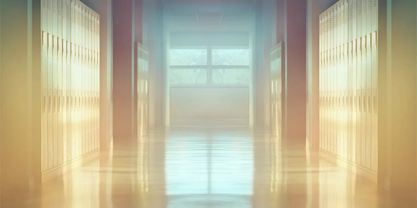 Pastel School Hallway 16’x8’ UltraCloth (192 x 96 inch) Backdrop